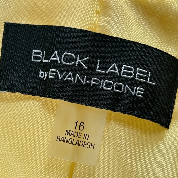 Black Label by Evan-Picone Womens 16 Yellow Open Front Shawl Blazer Jacket NWT - Picture 6 of 7